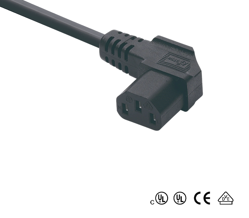 ST3W IEC Connector 90-Degree Angled Female Socket C13 Sumusunod sa US, Chinese, at German Standards