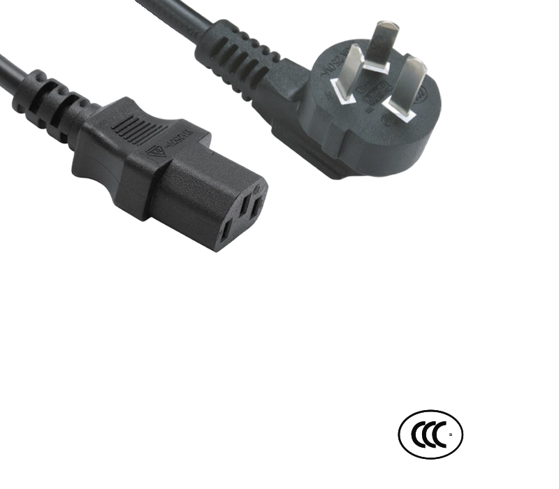 C3-10+JT-ST3 10A 250V Three-pin China Standard 90-Degree Elbow Plug na may IEC C13 Connector
