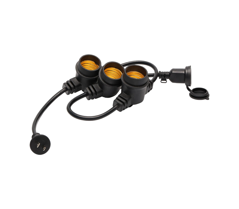 JD-PA Outdoor Waterproof String Lights na may E27/E26 Sockets at S14 Bulbs na Nagtatampok ng US-Style 2-Pin Waterproof Plug at Socket