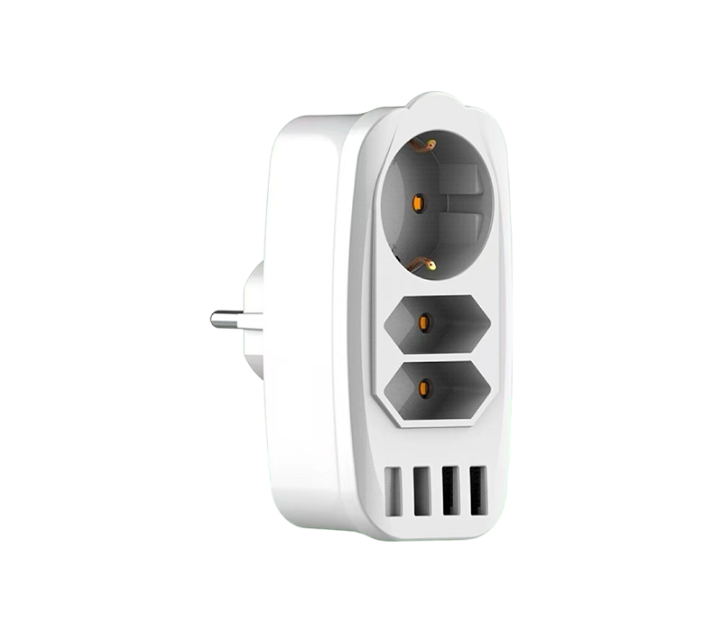 E05 Plug-In Multi-Function Power Strip na Nagtatampok ng 2 European Type C Socket, 1 European Type F Socket, At 4 na USB-A Port