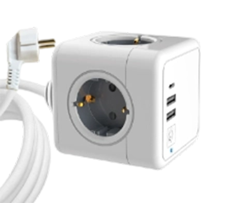 E04C Wired Cube Power Strip na may 4 na European-Style Outlet, 2 USB-A Port, at 1 USB-C Port
