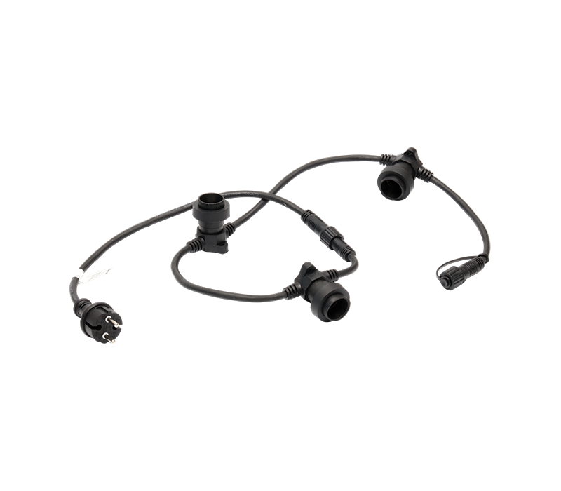 JD-PB Black LED Strip Light na may 2-Pin Euro-Style Waterproof Plug (16A) at Waterproof Connector