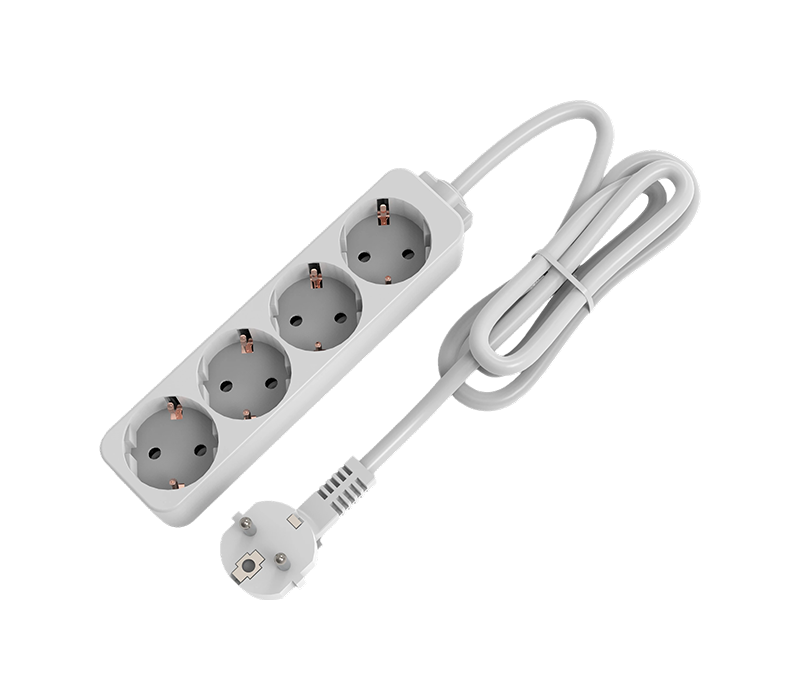 E09-4 European-Style Power Strip na May Apat na Outlet